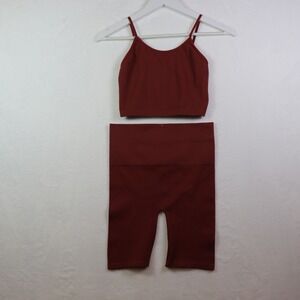 BOZZOLO S/M‎ Tank Top and Shorts Set Ribbed Seamless Loungewear Brown Copper